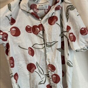 Hollister Red Cherry Print Shirt